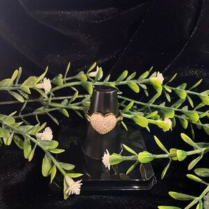 Heart Pave Moissanite Ring Sz 8 Gold